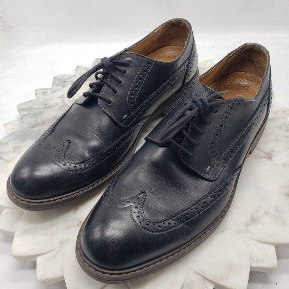 Vionic Bowery Bruno Mens Sz 10 Black Oxford Dress Shoes Wingtip Business Casual - Picture 1 of 16